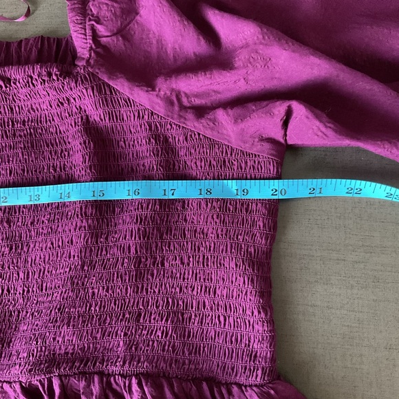 Old Navy Smocked Square Neck Seersucker Babydoll Blouse XXL Plumeria Purple NWT - Picture 9 of 10